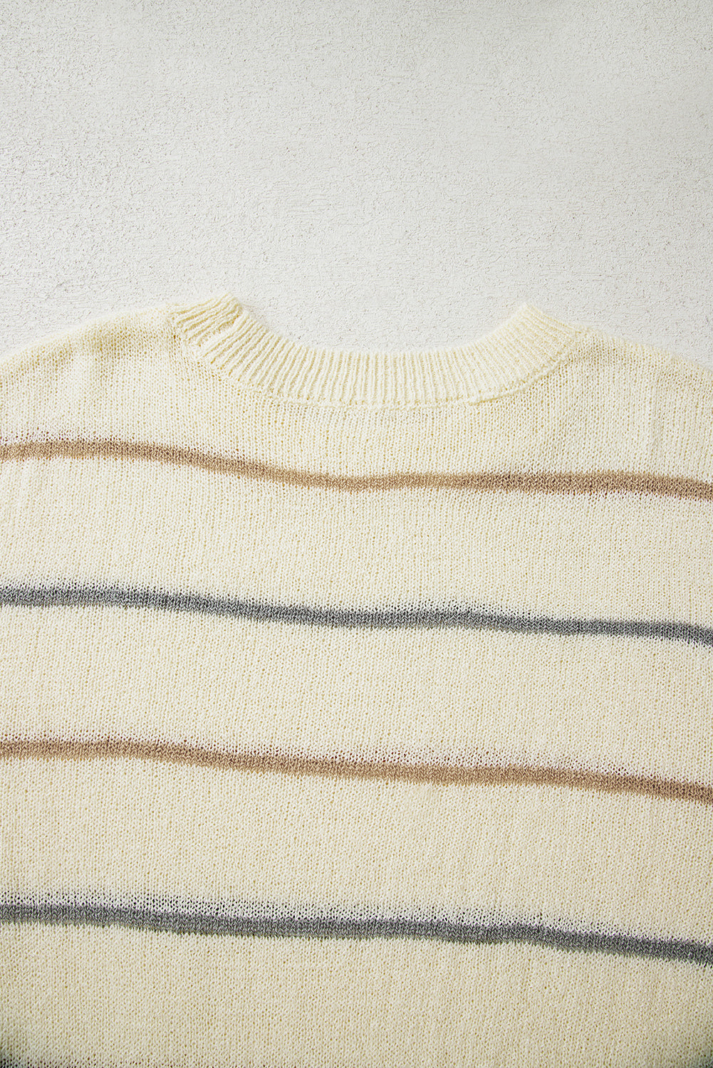 Multicolour Striped Ribbed Edge Drop Shoulder Sweater