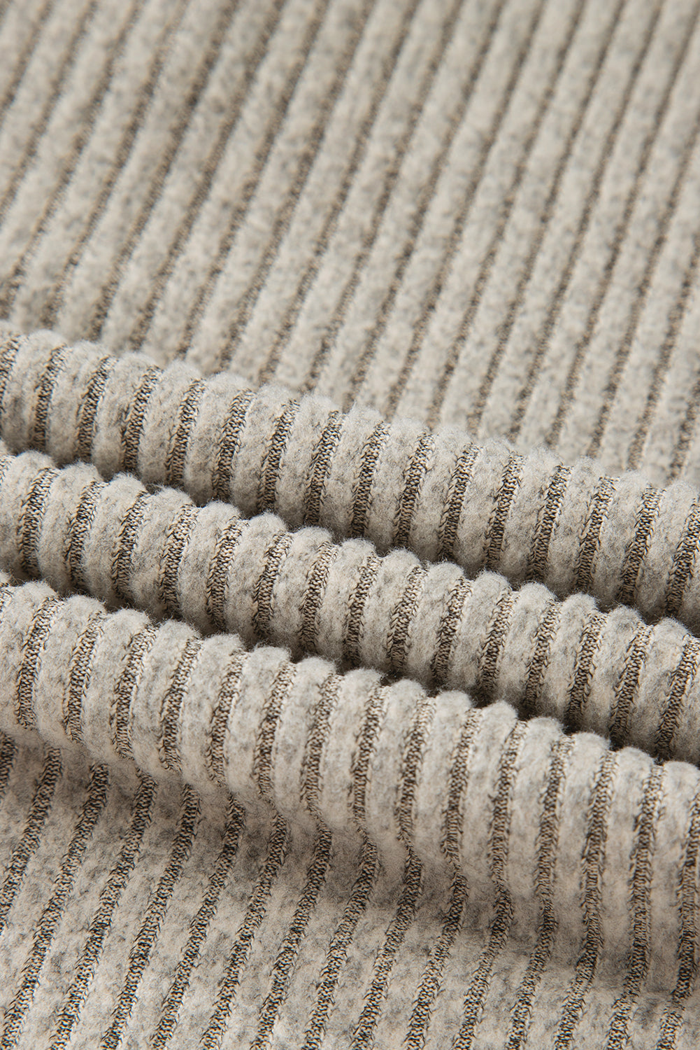 Simply Taupe Ribbed Texture Drop Shoulder Henley Knit Top