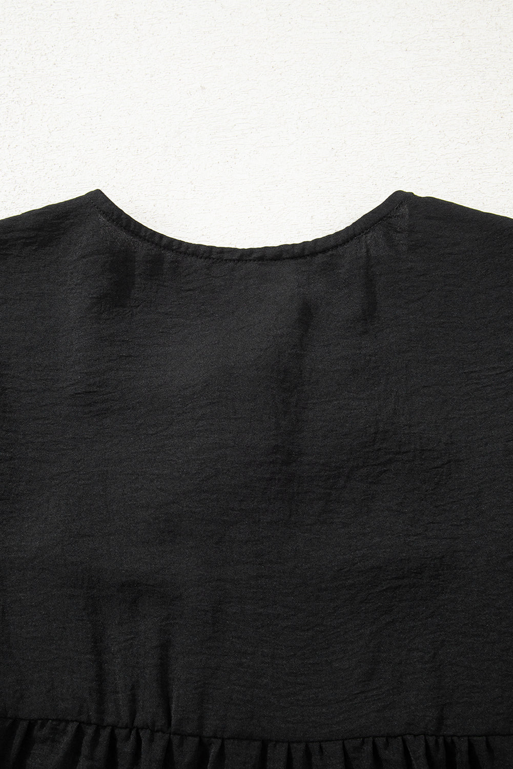 Black Bow Tie Neck 3/4 Sleeve Casual Blouse