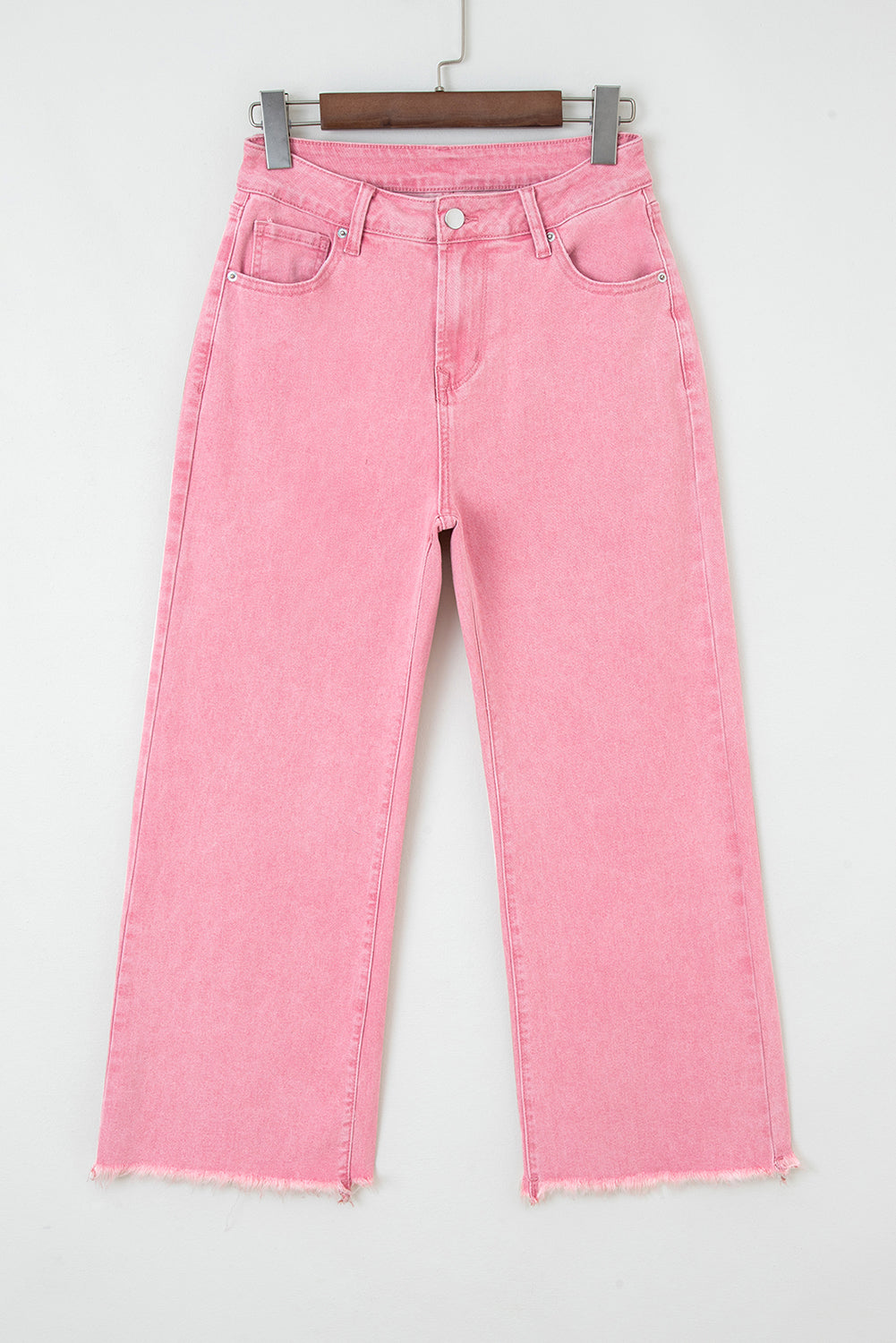 Peach Blossom Acid Washed High Rise Cropped Wide Leg Jeans