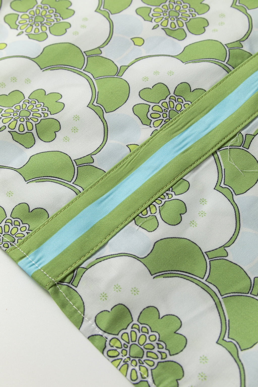 Green Floral Clouds Ruffled Short Sleeve Blouse