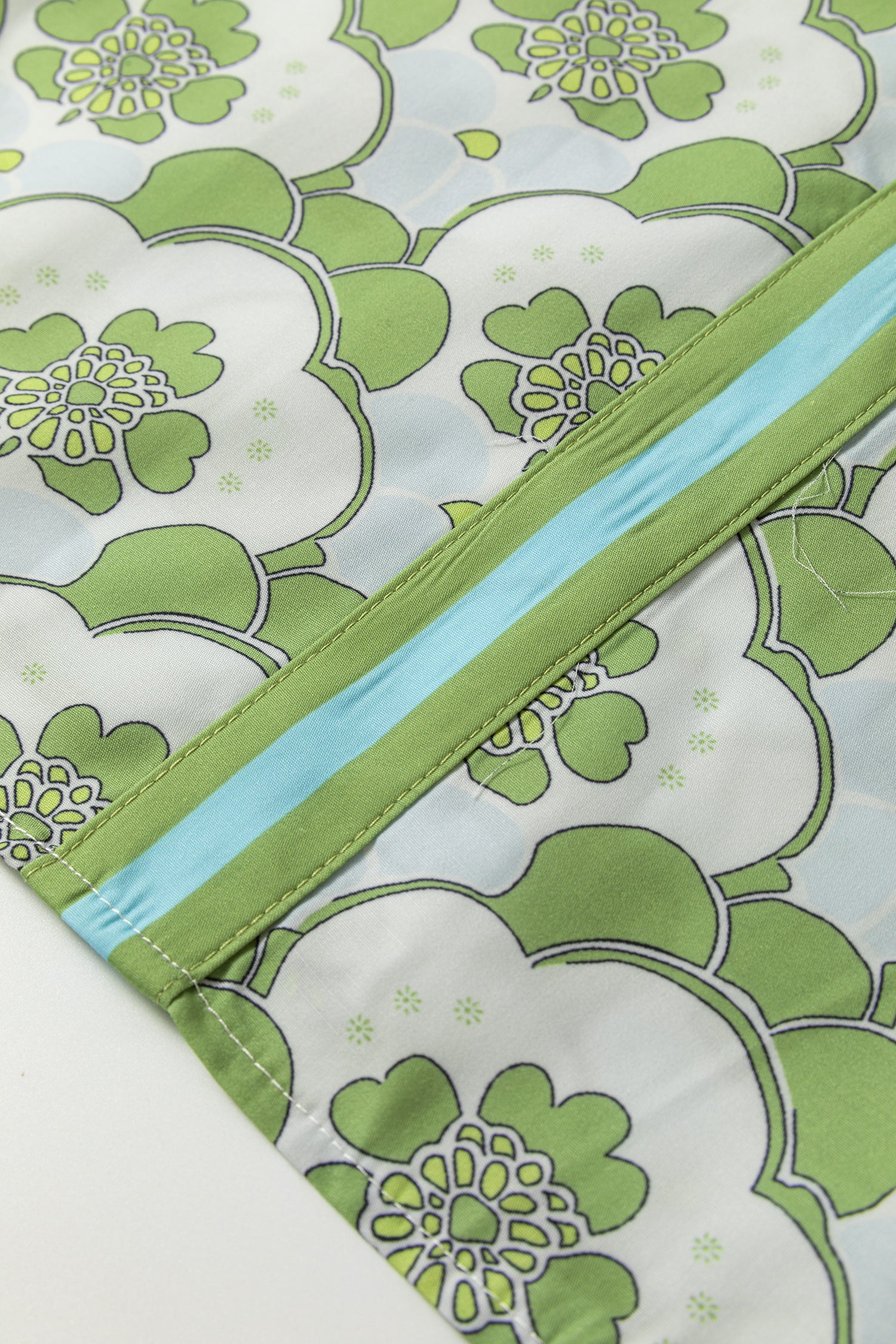 Green Floral Clouds Ruffled Short Sleeve Blouse