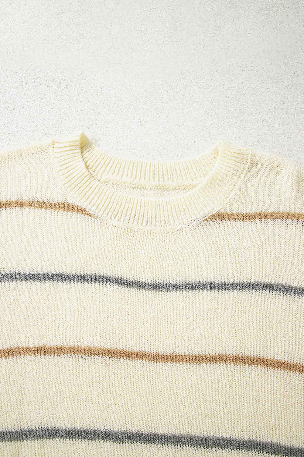 Multicolour Striped Ribbed Edge Drop Shoulder Sweater